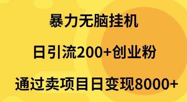 暴力无脑挂机日引流200+创业粉通过卖项目日变现2000+-佐帆副业网