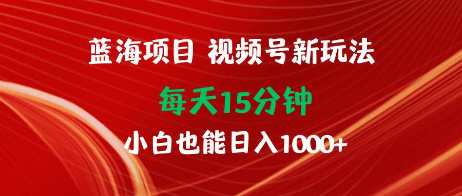 蓝海项目视频号新玩法 每天15分钟 小白也能日入1000+-佐帆副业网