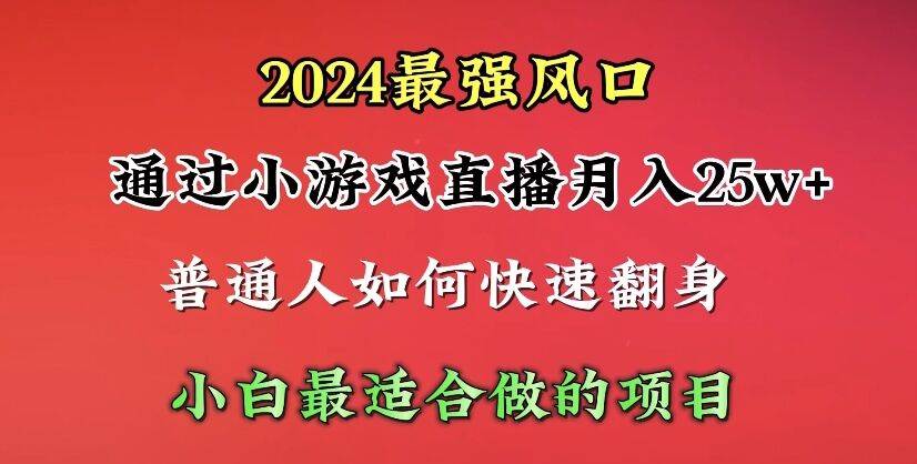 2024年最强风口，通过小游戏直播月入25w+单日收益5000+小白最适合做的项目-佐帆副业网