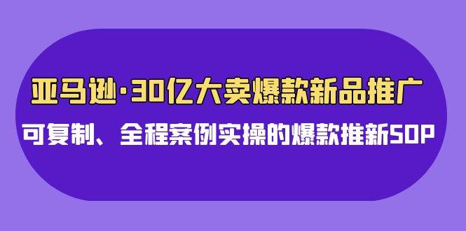 亚马逊30亿·大卖爆款新品推广，可复制、全程案例实操的爆款推新SOP-佐帆副业网