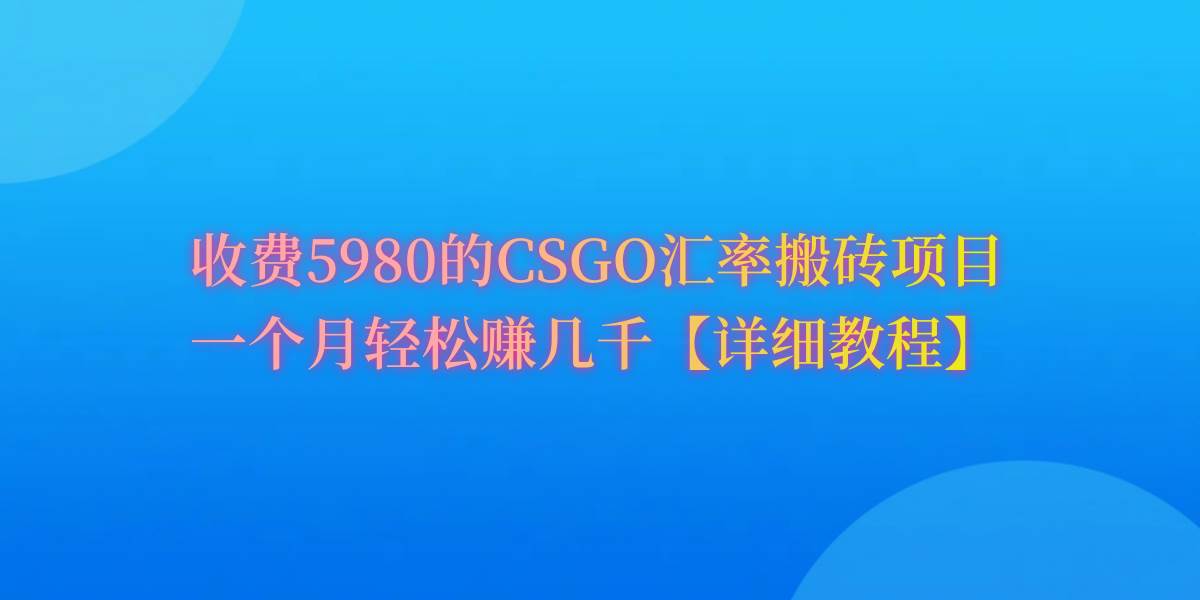 CSGO装备搬砖，月综合收益率高达60%，你也可以！-佐帆副业网