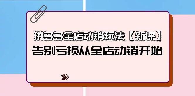拼多多全店动销玩法【新课】，告别亏损从全店动销开始（4节视频课）-佐帆副业网