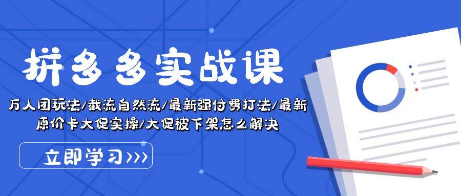 拼多多·实战课：万人团玩法/截流自然流/最新强付费打法/最新原价卡大促..-佐帆副业网