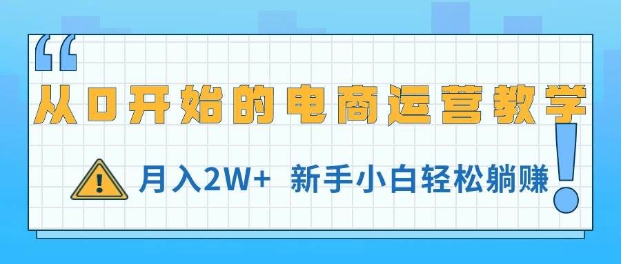 从0开始的电商运营教学，月入2W+，新手小白轻松躺赚-佐帆副业网