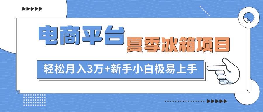 电商平台夏季冰箱项目，轻松月入3万+，新手小白极易上手-佐帆副业网