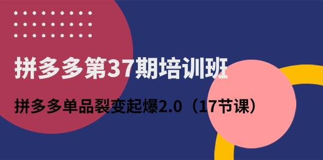 拼多多第37期培训班：拼多多单品裂变起爆2.0（17节课）-佐帆副业网