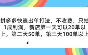 拼多多2天起店,只合作不卖课不收费,上架产品无偿对接,只需要你回...-佐帆副业网