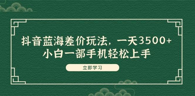抖音蓝海差价玩法，一天3500+，小白一部手机轻松上手-佐帆副业网