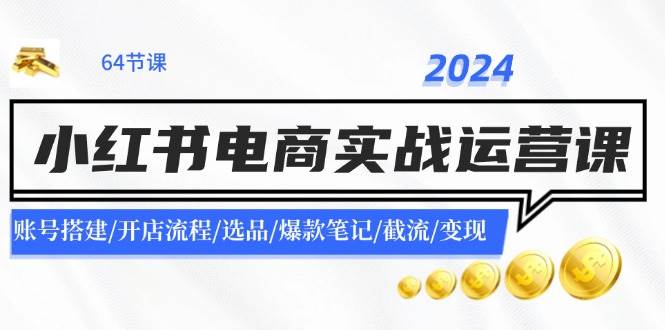 2024小红书电商实战运营课：账号搭建/开店流程/选品/爆款笔记/截流/变现-佐帆副业网