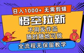 悟空拉新日入1000+无需剪辑当天上手，一部手机随时随地可做，全流程无...-佐帆副业网