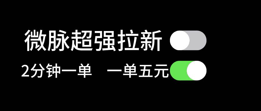 微脉超强拉新， 两分钟1单， 一单利润5块，适合小白-佐帆副业网