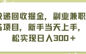 快递回收掘金，副业兼职必备项目，新手当天上手，轻松实现日入300＋-佐帆副业网