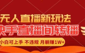 快手直播间转播玩法简单躺赚，真正的全无人直播，小白轻松上手月入1W+-佐帆副业网