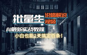 【AI最新实战教程】日入600+,批量生成说唱解说视频,小白也能1天搞定百条-佐帆副业网
