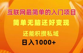 互联网最简单的入门项目：简单无脑变现还能积攒私域一天轻松1000+-佐帆副业网