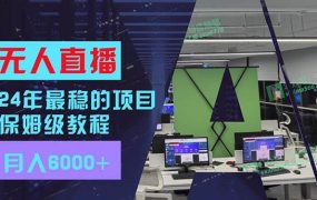 24年最稳项目“无人直播”玩法,每月躺赚6000+,有手就会,新手福音-佐帆副业网