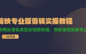 剪映专业版剪辑实操教程:流畅处理各类型的视频剪辑,熟练使用剪映专业版-佐帆副业网