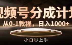 视频号分成计划，从0-1教程，日入1000+-佐帆副业网