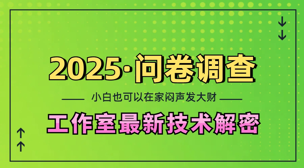 2025《问卷调查》最新工作室技术解密：一个人在家也可以闷声发大财，小白一天200+，可矩阵放大-佐帆副业网