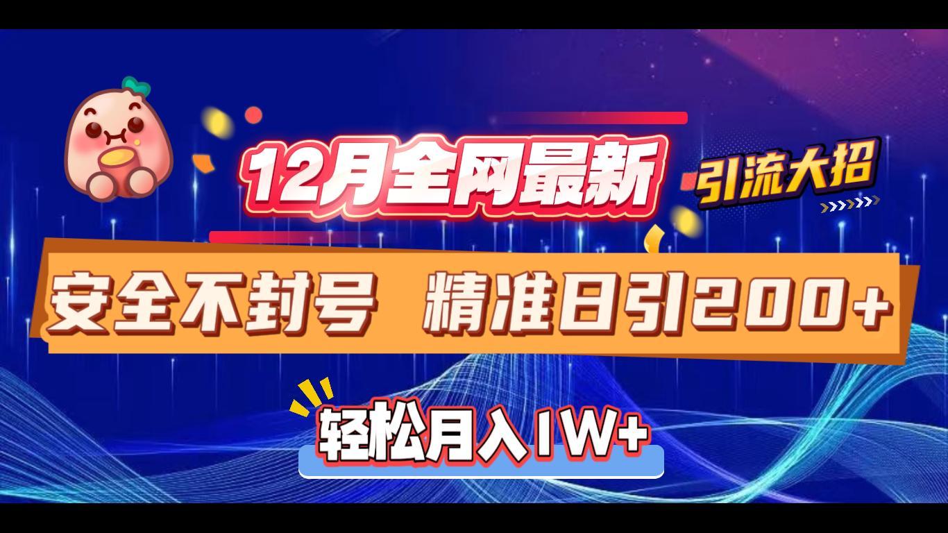 12月全网最新引流大招 安全不封号 日引精准粉200+-佐帆副业网