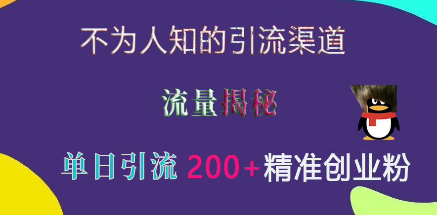 不为人知的引流渠道，流量揭秘，实测单日引流200+精准创业粉-佐帆副业网