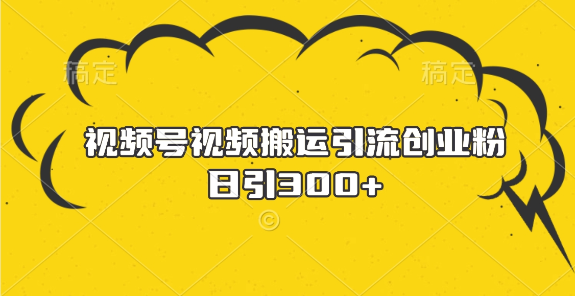 视频号视频搬运引流创业粉，日引300+-佐帆副业网