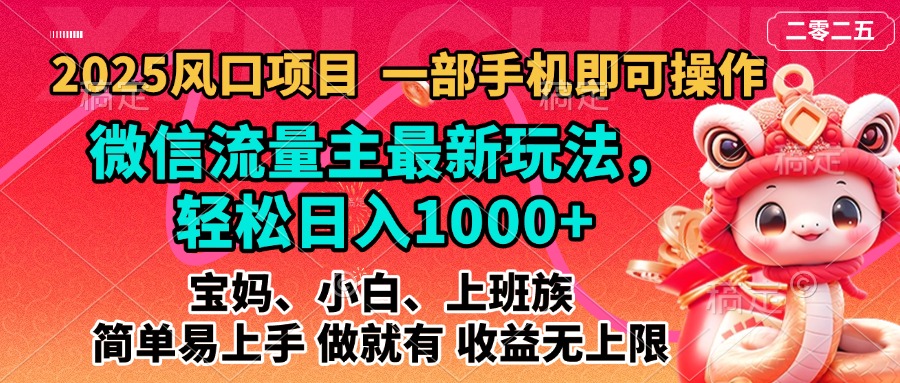 2025蓝海风口项目，微信流量主最新玩法，轻松日入1000+，简单易上手，做就有 收益无上限-佐帆副业网
