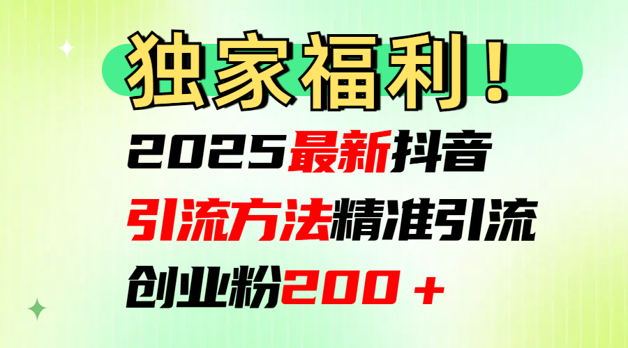 2025最新抖音引流方法每日精准引流创业粉200＋-佐帆副业网