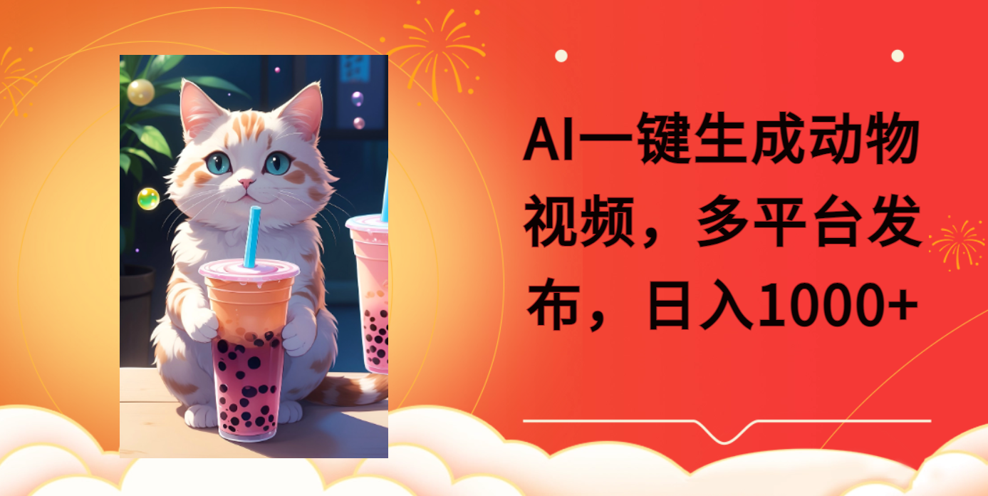 AI一键生成动物搞笑视频，多平台发布，轻松破千万播放，日入2000+-佐帆副业网