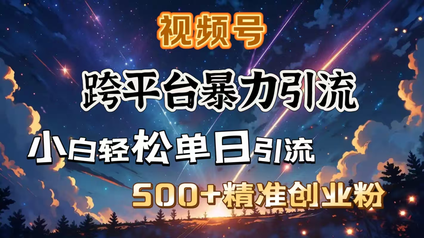 视频号跨平台暴力引流，小白轻松单日引流500＋精准创业粉-佐帆副业网
