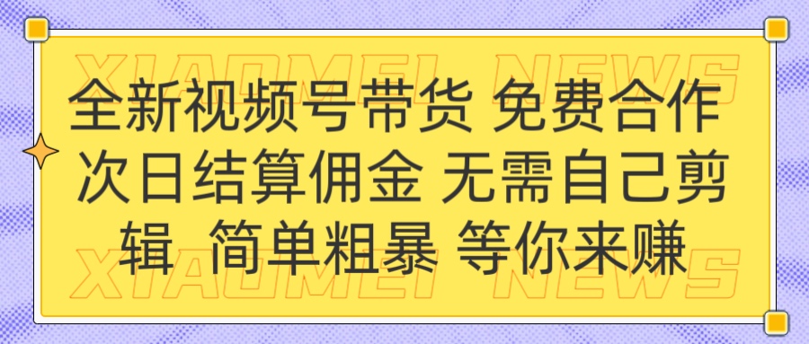 全新视频号 免费合作 佣金次日结算 无需自己剪辑-佐帆副业网