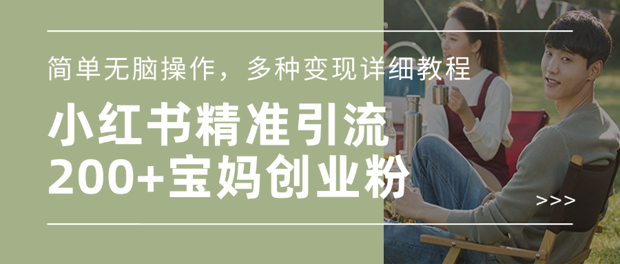小红书精准日引200+宝妈创业粉，简单无脑操作，多种变现详细教程-佐帆副业网