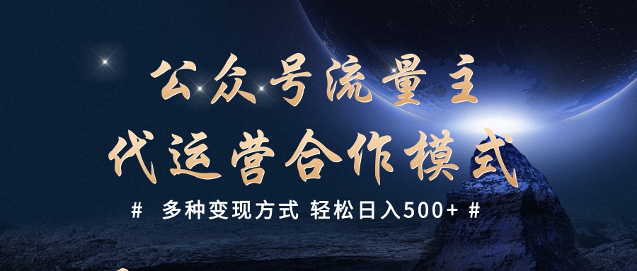 公众号流量主代运营  多种变现方式 轻松日入500+-佐帆副业网