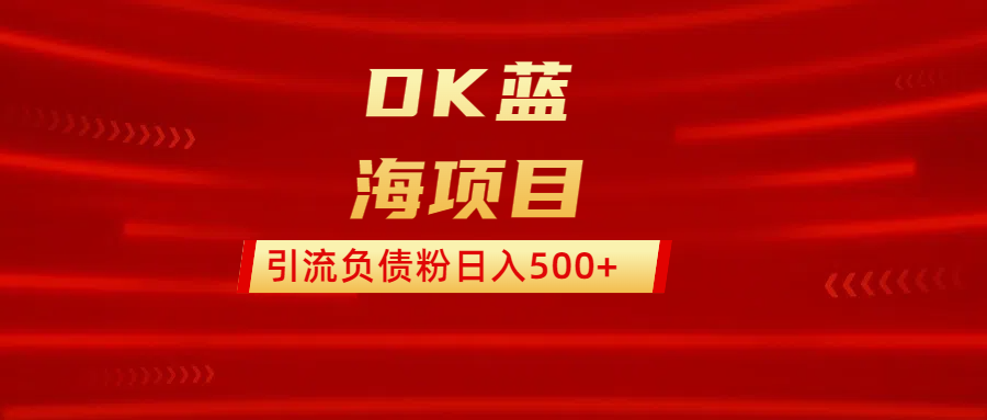 DK蓝海项目  通过，抖音，快手，小红书，引流负债粉日入500+-佐帆副业网
