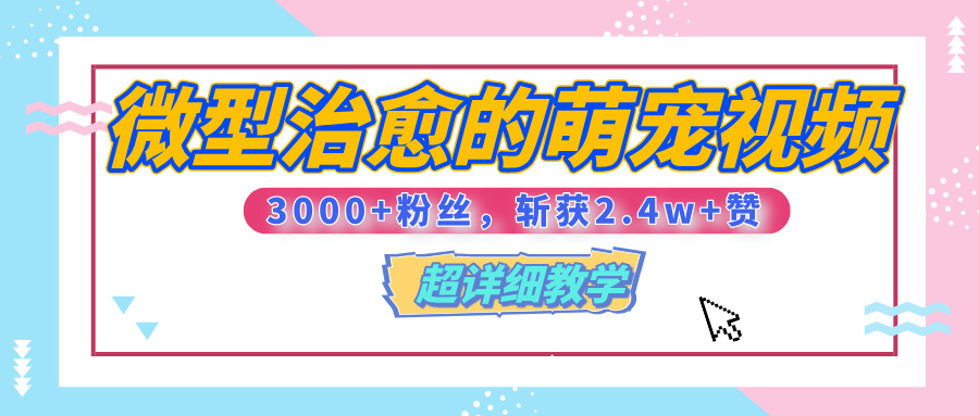 【揭秘】微型治愈的萌宠视频，3000+粉丝，6秒的视频、斩获2.4w+赞【附详细教程】-佐帆副业网