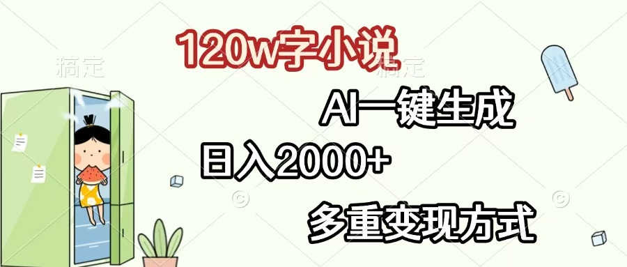 120w字小说，AI一键生成，日入2000+，多重变现方式-佐帆副业网