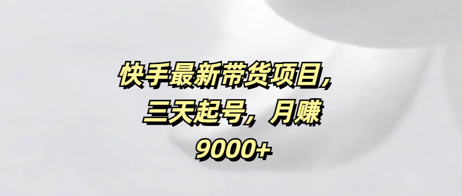 快手最新带货项目，三天起号，月赚9000+-佐帆副业网