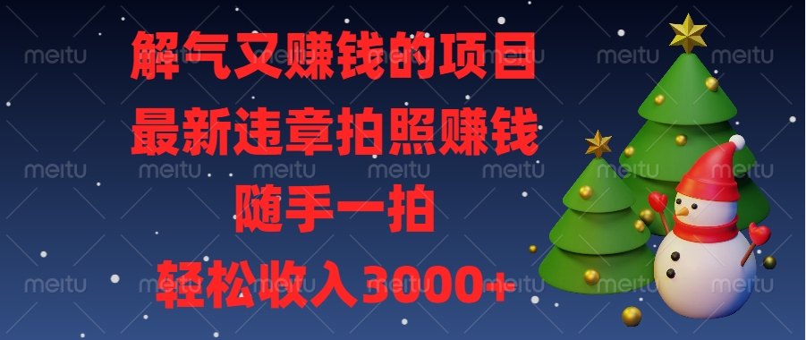 解气又赚钱的项目，最新违章拍照赚钱，随手一拍，轻松收入3000+-佐帆副业网
