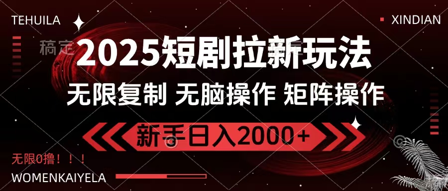 2025短剧拉新玩法，无需注册登录，无限0撸，无脑批量操作日入2000+-佐帆副业网
