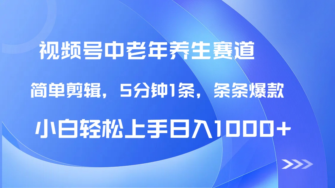 DeepSeek+既梦做视频号中老年养生赛道，条条爆款5分钟1条，轻松日入1000+-佐帆副业网