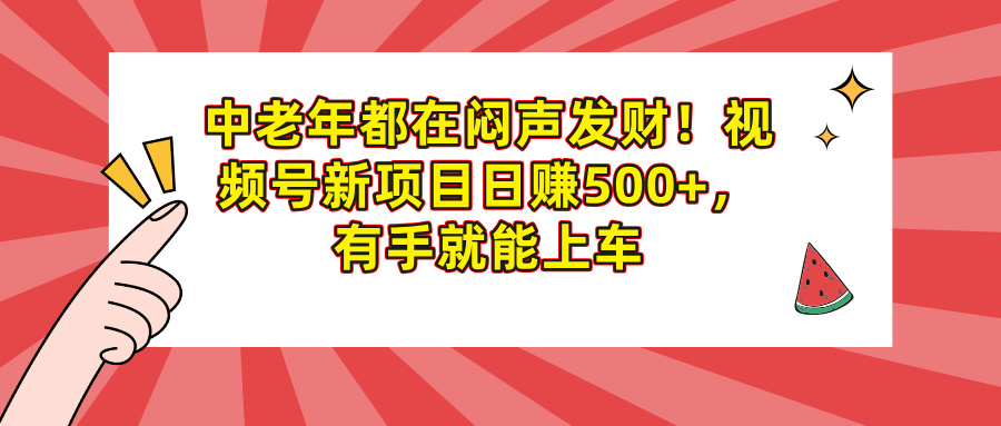 中老年都在闷声发财！视频号新项目日赚500+，有手就能上车-佐帆副业网