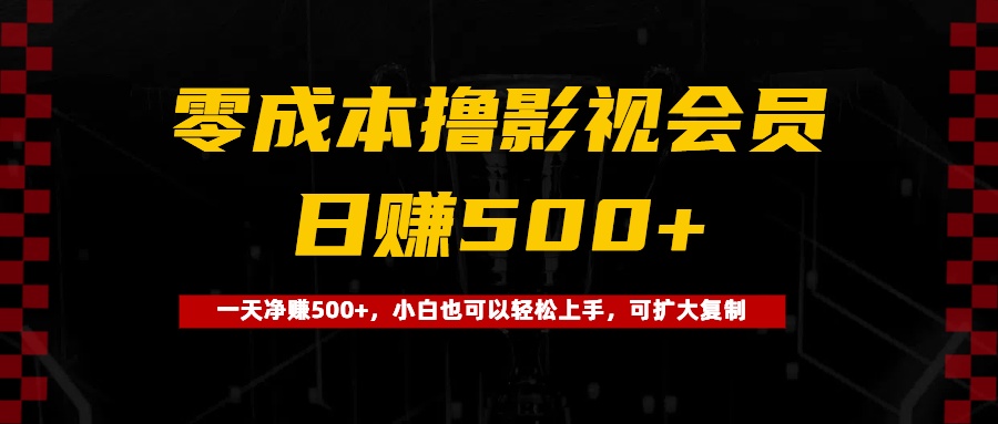 0成本撸影视会员，一天净赚500+，小白也可以轻松上手，可扩大复制-佐帆副业网