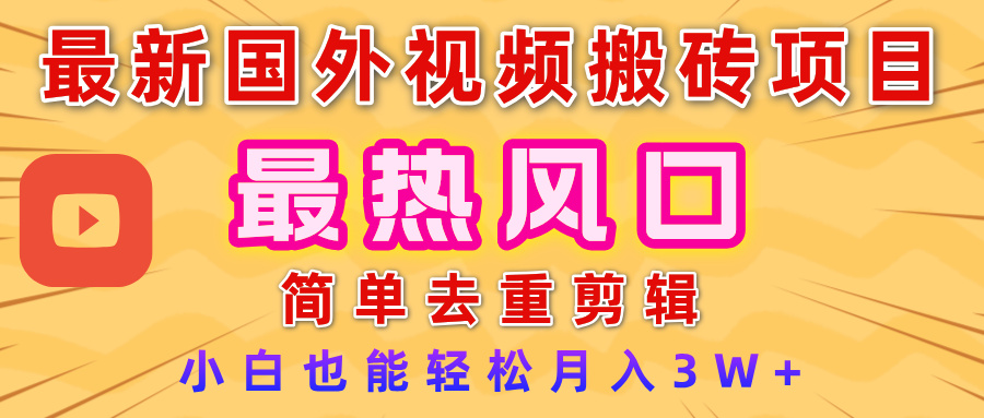 2025最新热门风口，国外视频搬砖项目，简单去重剪辑，小白也能轻松月入3W+-佐帆副业网