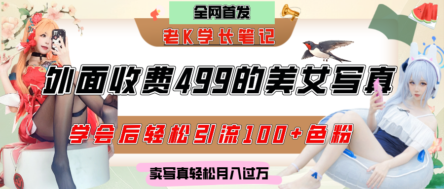 外面收费499的美女写真制作技术，学会后轻松引流色粉变现，日引100+色粉，轻松月入过万-佐帆副业网