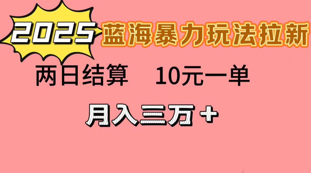 蓝海暴力拉新项目，10元一单，两日结算，月入3w➕-佐帆副业网
