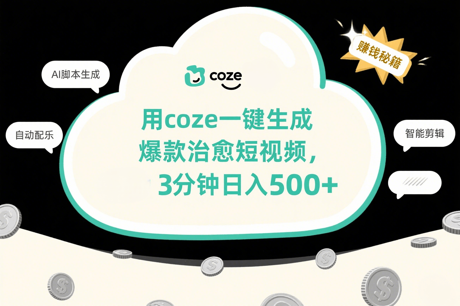 用coze一键生成爆款治愈短视频，3分钟日入500+-佐帆副业网