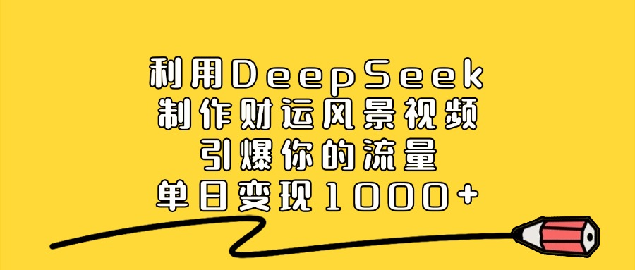 利用DeepSeek制作，财运风景视频，引爆你的流量，单日变现1000+-佐帆副业网