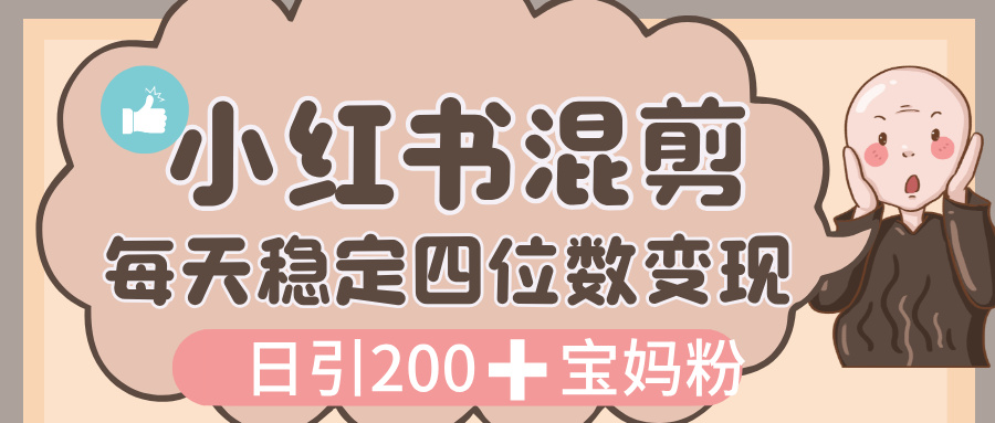 价值 3980 的小红书混剪， 虚拟变现，日引 200+宝妈创业粉，每天稳定四位数变现-佐帆副业网