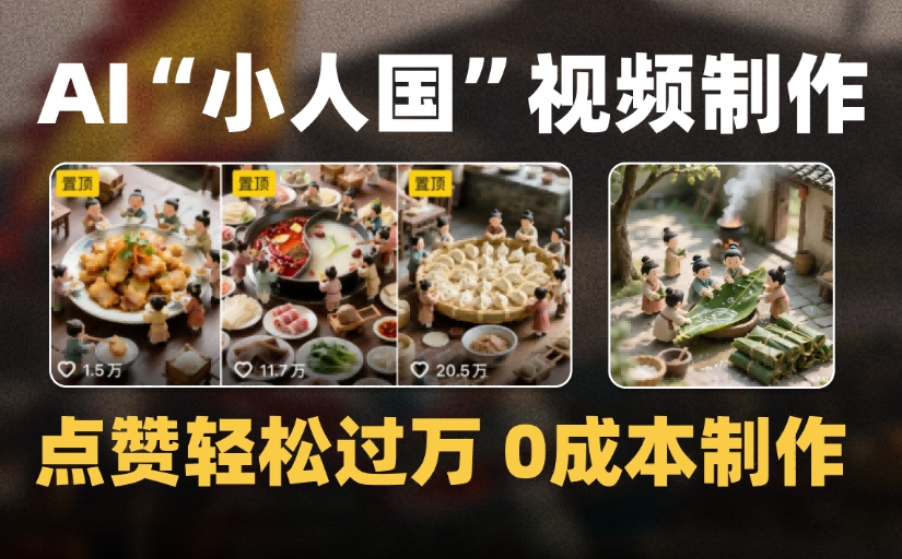 爆款1000W+微缩景观迷你小人国AI视频，0成本制作全流程教学-佐帆副业网