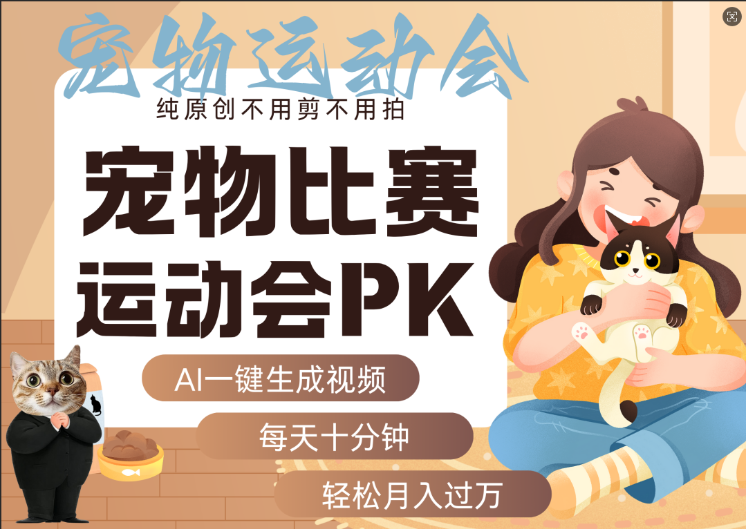 AI萌宠运动员跳水 射击  篮球  足球比赛   每天十分钟 附详细提示词文案库  代替做素材 卖提示词 卖虚拟资料  卖宠物产品 做宠物私人定制产品  带徒弟 带陪跑 卖课  创作者分成 月入5W+-佐帆副业网